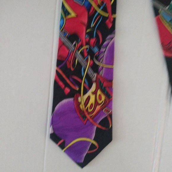 ❤️2 PC RUSH LIMBAUGH HORSE THEME TIE AND SCARF Gold Chain Tie - Picture 3 of 8